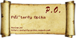 Péterfy Opika névjegykártya